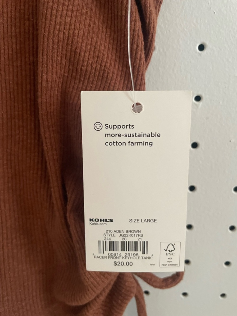 Kohl's SO Ribbed Tank Top in Rust - Picture 2 of 5